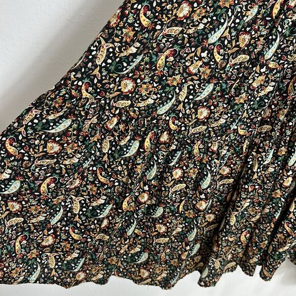 Zara Bohemian Paisley Print V-neck 3/4 Sleeve Midi Dress Size M - Picture 6 of 10